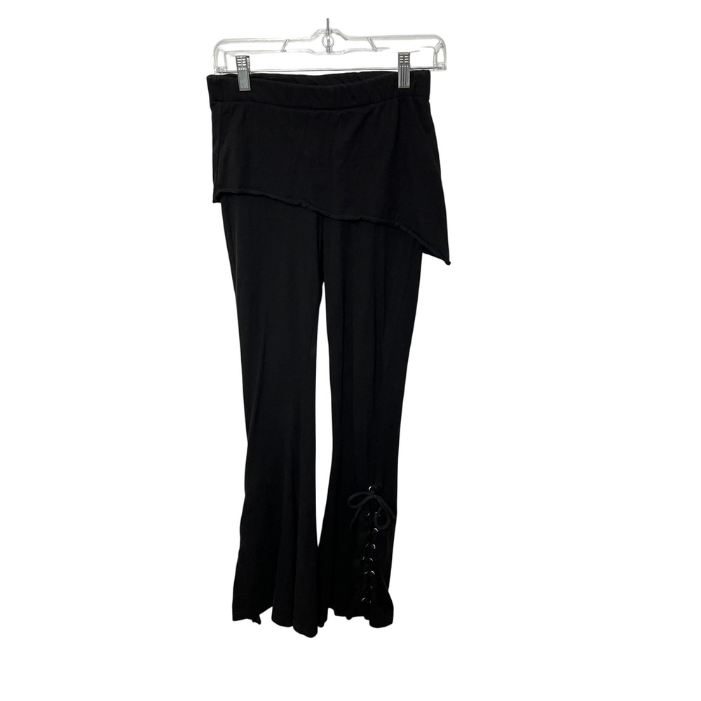 Spiral Direct Skirted Flare Pants Womens S Black Goth Lace Up Eyelet Trousers